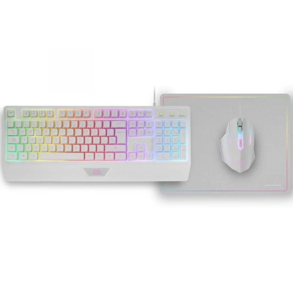 Pack Gaming Teclado+Rato+Mousepad Branco Mars Gaming